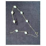 14k Gold Chain Necklace with Pearls, 2.1g Total We