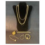 Gold-Toned Jewelry Lot with Necklaces, Bracelets,