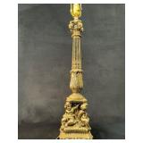 Ornate Table Lamp with Cherub Motif Base and Flute
