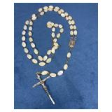 Rosary with Mother-of-Pearl Beads and Metal Crucif