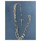Rosary With Crystal Beads and Gold-Tone Metal Cruc