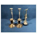 Silver and Pewter Including Candlesticks and Vases