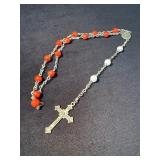 Rosary Made in Italy with Red and White Beads and