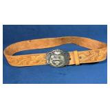 Tooled Leather Belt with Engraved 