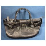 Salvatore Ferragamo Metallic Black Leather Handbag