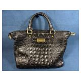 Brahmin Black Croc-Embossed Leather Tote Bag with