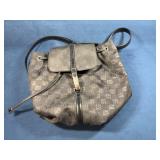 DKNY Monogram Drawstring Backpack in Gray Canvas w