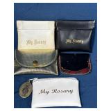 Five Rosary Pouches in Various Materials and Desig