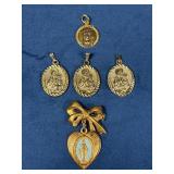 Gold-Toned Vintage Catholic Pendants Collection