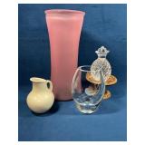 Decorative Items Including Glass Vase, Jug, Pineap