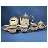 Japanese Moriage Dragonware Tea Set, Marked 