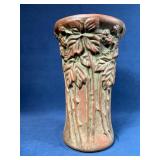 Stoneware Vase with Embossed Leaf and Berry Design