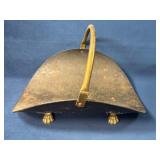 Metal Coal Scuttle with Brass Handle and Decorativ