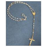Vintage Silver-Toned Rosary Necklace with Crucifix