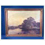 Painted Gold-Toned Wooden Frame, 33´´ x 25´´