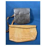 Two Leather Handbags: Brown Accordion Flap and Tan