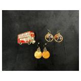 Jewelry Lot with London Bus Brooch and Earrings