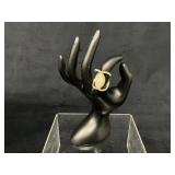 Gold-Tone Ring with Marquise Mother-of-Pearl Cente