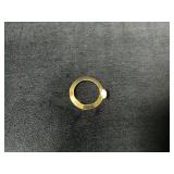 Gold-Tone Circular Brooch with Single White Stone