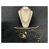 Jewelry Including Clear Bead Necklace and Assorted