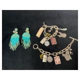Turquoise Beaded Earrings and Kenneth Cole Charm B