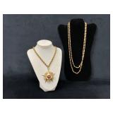Gold-Tone Necklaces, One With Star Medal Pendant