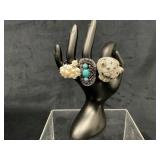 Three Statement Rings Featuring Turquoise, Pearl,