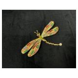 Ivana Gold-Tone Dragonfly Brooch with Multicolored