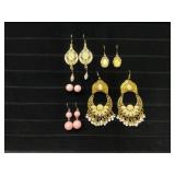Five Pairs of Earrings in Mixed Designs and Materi