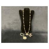 Nickel-Tone Necklace, Charm Bracelet, and Pendants