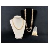 Two Pearl Necklaces with Bag of Loose Pearl Beads