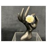 Gold-Tone Ring with Cream Rose Design