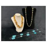 Three Multi-Strand and Single-Strand Beaded Neckla
