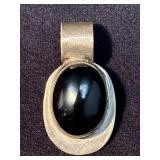 Sterling Silver Pendant with Black Stone Inlay, Ma