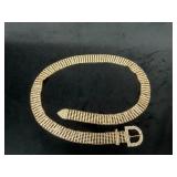 Gold-Tone Rhinestone Mesh Belt with Buckle