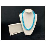 Lee Sands Blue Bead Necklace with Clasp and Origin