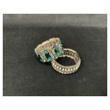 Two Rhinestone-Embellished Stretch Bracelets