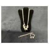 Silver-Tone Necklace, Bracelet, and Charm Bracelet