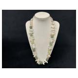 Freshwater Stick Pearl and Green Gemstone Necklace