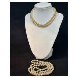 Double-Strand and Single-Strand Faux Pearl Necklac