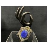Silver-Tone Cuff Bracelet with Blue Lapis and Mult
