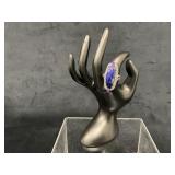 Gold-Tone Ring with Blue and Purple Stone Accents,