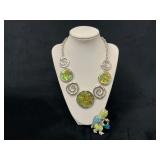 Silver-Tone Necklace with Abalone Shell Accents an