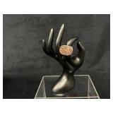 Sterling Silver (925) Ring with Brown Crystals