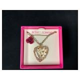 Betsey Johnson Necklace with Heart Pendant and Pin