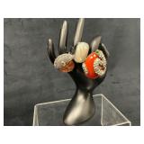 Three Size 7 Rings: Snake Ring, Mother of Pearl, a