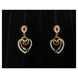 R.J. Graziano Gold-Tone Heart Drop Earrings with G