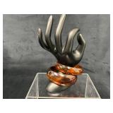 Translucent Amber-Colored Resin Bangle Bracelets