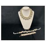 Three-Piece Jewelry Lot with Necklace and Two Brac
