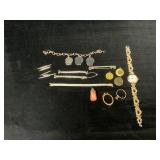 Jewelry Lot Including Watch, Charms, and Size 7 Ri